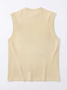 Bộ đồ nam mùa hè cổ tròn, kiểu dáng thường ngày gồm áo tank top và quần short. - Màu be - Xem 2