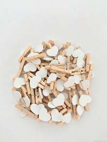 20/50/100个装木制衣夹，适用于家居、婚礼、情人节装饰，可用作毯子夹、爱心木夹、照片纸夹、迷你衣夹 - 白色 - 查看 8