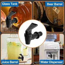 Water Dispenser Faucet, Glass Bottle For Brewing, PP Plastic Cold Water Pitcher, Juice & Mineral Water Dispenser Faucet - 2pcs Black - View 3