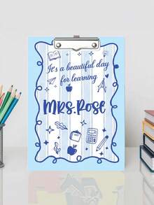 1pc Cute Colorful Graffiti Teacher Clipboard, Personalized Name Quote Acrylic Clipboard, Pastel Striped Education Design, Teacher's Day Gift, Back To School, Classroom/School Desk Decor - Multicolor - View 11