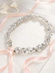 1pc Rhinestone Decor Bridal Belt For Wedding Royal For Wedding Dress Valentine's Day Accessories - Silver - View 7