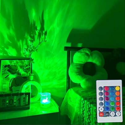 1 dải đèn LED chiếu sóng cực quang 16 màu có điều khiển từ xa - Hiệu ứng ngọn lửa xoay, điều khiển cảm ứng nhấn nhanh, đèn ngủ chiếu sóng USB, thích hợp trang trí phòng ngủ và trần nhà, đám cưới, tiệc tùng, sinh nhật, đèn trang trí phòng ngủ.