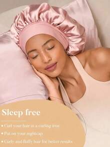 無熱捲髮器與緞面睡眠帽套組，無熱捲髮髮帶、髮夾、髮圈，柔軟睡眠帽含髮帶、髮夾、梳子與髮圈，適用於所有髮質，適合女性長短髮捲髮居家造型配件 - 彩色 - 查看 7
