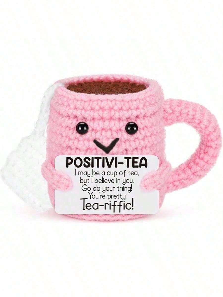 1pc Pink Teacup Whether Placed On A Desk, Shelf Or Bedside Table, This Cheerful Teacup Can Bring A Little Comfort Inspiration To Any Corner. This Is A Gentle Reminder To Pause, Breathe, And Remember That You "Drink Tea" Just Like You. - Multicolor - View 1