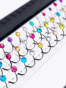 LAKIUU 60pcs D-Curl Colorful Rhinestone False Eyelashes, Fairy Glitter Eyelashes, High-End Diamond Eyelashes For Wedding Party, Extendable 10-15mm Eyelashes For Music Festival And Beach Makeup - D - View 5