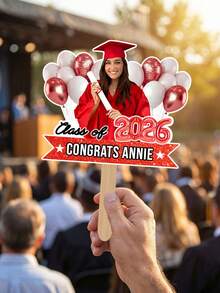 1 pieza Abanico personalizado de retrato de graduación, se puede personalizar con foto y texto, abanico personalizado con cara, abanico grande de graduación 2026, abanico con cara, abanico de graduación, clase de 2026, logotipo de corte de papel de cabeza grande, regalo de graduación - Multicolor - Ver 8