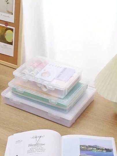 Bộ 2 hộp đựng trong suốt cỡ A4 có nắp chống bụi, tiết kiệm không gian, dùng để sắp xếp đồ dùng văn phòng phẩm và học tập, đựng tài liệu tại nhà, phù hợp cho 11 dịp lễ hội, tiết kiệm và thiết thực, không còn lo lắng về việc thất lạc tài liệu.