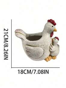 1个三只小鸡家庭花盆，树脂材质，鸡形花盆，适合户外花园，可爱动物造型，可种植多肉植物、盆栽植物、香草，装饰花园、庭院、农舍、家居，是送给植物爱好者的独特园艺礼物。 - 三隻雞花盆 - 查看 10