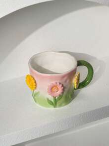 1pc New 3D Sunflower Ceramic Mug, Breakfast Milk Cup, Latte Coffee Cup, Suitable For Home, Cafe, Photography, Valentine's Day Gift Set, Mother's Day, Thanksgiving, Gift For Family And Friends - Multicolor - View 9