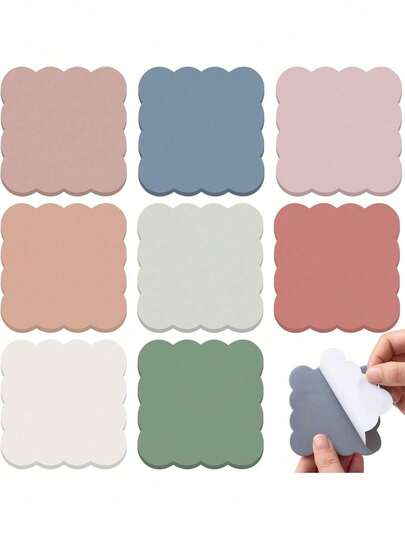 Bộ 4/8 tập giấy ghi chú phong cách retro dễ thương, hình sóng, kích thước 3"x3", 120/240 tờ, thích hợp cho mùa tựu trường và văn phòng phẩm.