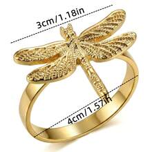 6pcs Elegant Table Decor, Gold Dragonfly Napkin Rings - Gold - View 3