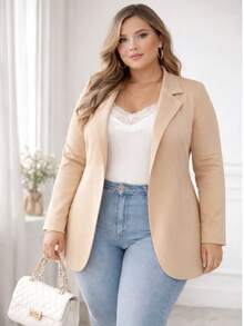 Plus Size Blazers - Beige - View 1