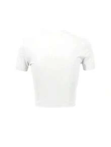 2026 Van Dutch Motorcycles Speed Shop With Winged Eye Women's Casual Solid Color Crew Neck Short Sleeve Slim Fit Cropped T-Shirt Basic Summer Polyester Top, Versatile Everyday Wear, Perfect Gift For Her - trắng - Xem 2