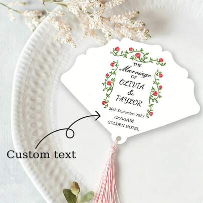 Quạt cầm tay cưới thiết kế riêng, Quạt cầm tay tua rua cá nhân hóa, Thiệp mời đám cưới ngoài trời mùa hè/tiệc cô dâu, Quạt quà tặng cưới thiết kế riêng, Thiệp mời tùy chỉnh, Thiệp cá nhân hóa, Quà tặng hoàn hảo cho tiệc vườn