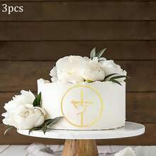 1pc/3pcs/6pcs Gold Acrylic Baptism Cross Cake Topper, Suitable For Birthday Party, Communion, Wedding, Baby Shower And More Occasions - Multicolor - View 15
