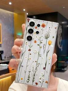 1 Piece Soft Phone Case With Artistic Floral Pattern, Compatible With Huawei Honor, Compatible With Redmi, Compatible With Galaxy A04e/12/A13/A14/A34/A50/A52/A53/A54/S21/S22/S23/S24/S25/S25Ultra/S25FE/S26/S26 PLUS/S26 ULTRA/S26 EDGE, 6A/7A/8A, 12T/13T/15T/15T Pro, International Version, Not The Domestic Version - 透明 6 - 查看 7