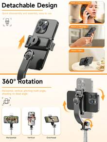 Mini Selfie Stick Tripod With Bluetooth Wireless Remote Control, 360° Rotation Phone Holder,Extendable Smartphone Ground Stand, Compatible With IPhone Android For Travel, Vlogging, Live Streaming, Video Recording ,Photo Shooting - 查看 6