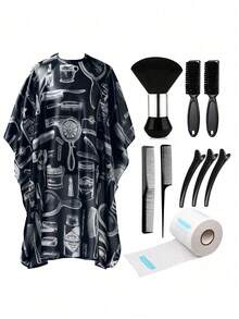 1pc/2pcs/3pcs Haircutting Tool Set, Including Haircutting Cape, Hair Comb, Ear Cover, Professional Salon Accessories - Multicolor - View 2