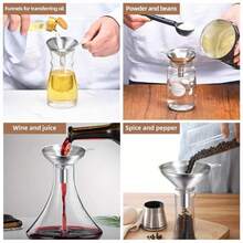 3pcs/Set Stainless Steel Funnels, Large, Small And Mini Sizes, Mini Metal Funnel Set, Suitable For Essential Oils, Spices, Liquid Filling, Bottling Tools, Portable Funnel - View 5
