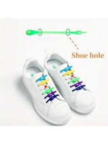 6 Pairs Silicone No-Tie Elastic Shoelaces, Solid Color Rivet Design, Lightweight And Easy To Install, Washable - Multicolor - View 7