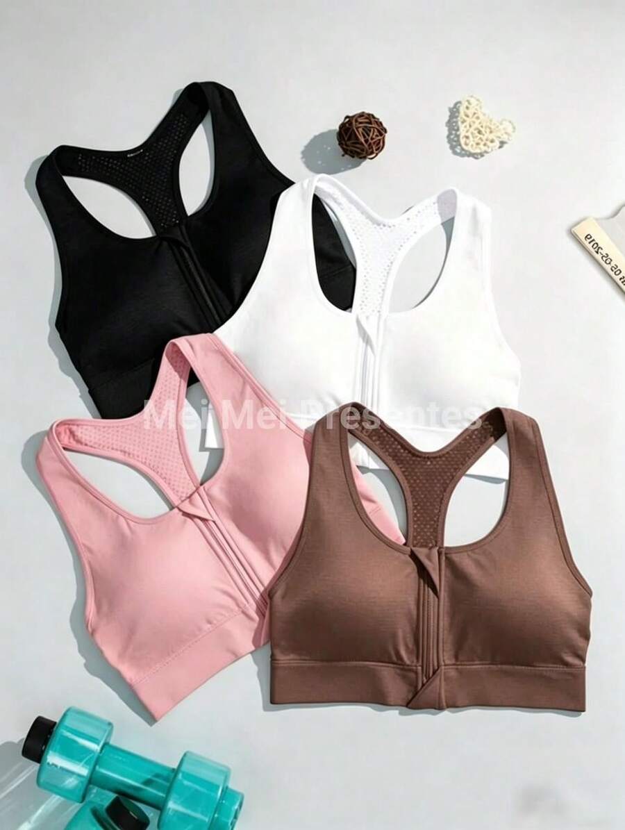 Kit Of 4 Sports Tops For Gym, Fitness, Running, Workout, Yoga, Removable Padding, Sports Bra, Everyday Wear, Assorted Colors - Nhiều màu - Xem 1