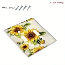 Sunflower Pattern Switch Panel Decorative Cover, Outlet Protective Sticker, 2D Flat Printing Home Switch Beautifying Cover Plate, Fits Single/Double Control Switch, No Wiring Required - A - View 12