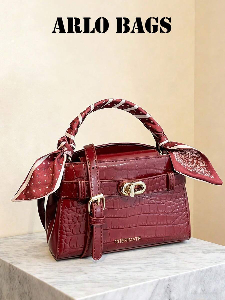 Elegant And Fashionable New Spring/Summer Stone Texture Handbag, Exquisite Retro Style, Paired With Scarf Shoulder Bag, Compact And Refined, High-Quality, Suitable For Dates, Dining, Shopping And Photography