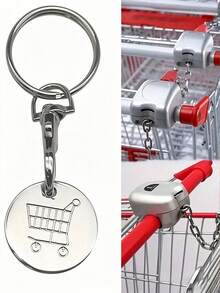 5/1 pieza Llavero de ficha para carrito de compras de supermercado de acero inoxidable, con anillo de llave para desbloquear carrito de compras, accesorio de llavero - Multicolor - Ver 6