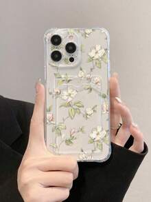 花卉彩绘透明四边形卡包多功能钱包手机壳，兼容 17/17 Pro/17 Pro Max、16/11/16 Pro/16 Plus/16 Pro Max/16e、15 Pro Max、13/14/12/XS/XR/7G/8P 以及 Galaxy S25/S25 Plus/S25 Ultra、A16/A36/A26/A56/A50/A12/A32/A52/A72/A51/A21S/A13/A14、S24/S24 Plus/S24 Ultra、S20/S23/S22、A53、S20 FE、S26。 - 粉色 - 查看 3