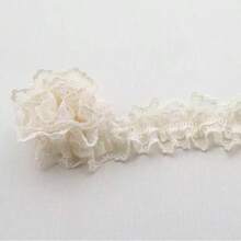 1 Yard Premium Double-Layer Elastic 3D Ruffle Lace Mesh Satin Ribbon Fabric, Sewing Material Suitable For DIY Dresses, Hair Accessories, Home Decor, Handicrafts, Ladies Lingerie - Multicolor - View 5