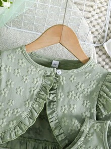 Bộ 2 món gồm áo khoác cardigan và váy lưới thắt nơ kiểu dáng thanh lịch, ngọt ngào dành cho bé gái. - Màu xanh Bạc hà - Xem 3