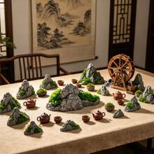 1pc Mini Chinese Style Resin Rockery Decor, Suitable For Bonsai, Aquarium, Zen Garden, Desktop And Aquarium To Simulate Moss-Covered Rocks, DIY Micro-Landscape Decoration Accessory - Multicolor - View 3