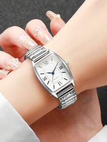 Bộ 3 đồng hồ đeo tay nữ dây thun co giãn, kiểu dáng thanh lịch, mặt số số, máy quartz, thời trang (Không bao gồm hộp đựng đồng hồ) - Nhiều màu - Xem 4