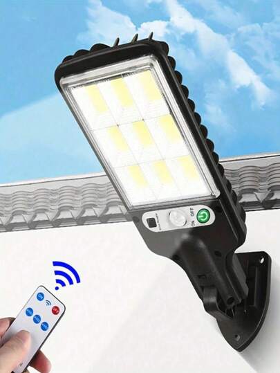 1pc Solar Powered Outdoor Motion Sensor Light - With Remote Control, LED Wall Light, Yard Security Light With Sensor - Waterproof, Wall Lamp, Porch, Garage, Driveway