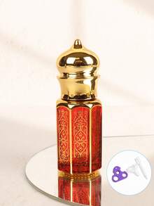 Bouteille de rouleau d'huile essentielle en verre octogonal de style arabe de luxe approuvée par la TSA, de 6 ml, avec un capuchon en couronne doré, un motif géométrique islamique doré et une boule de rouleau en acier inoxydable lisse. Livré avec un outil de remplissage 3-en-1 (entonnoir + compte-gouttes + ouvre-huile) - Multicolore - Voir 13