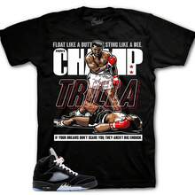 Camiseta a juego con el modelo AJs5 Reimagined de Retro 5 en negro metalizado - Champ Sneaker Tees - forma - Ver 1