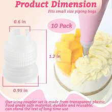 LUTQ 10 Pack Piping Bag Couplers For Icing Nozzles, Small Couplers For Piping Bags, Transparent - ColorE - 查看 3