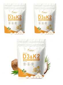 Erasye Vitamin D3 K2 Supplement 5000  D3 100 MCG K2 180 Softgels Coconut Oil Based Dietary Support For Bone And Immune Health GMO Free Soy Free Gluten Free - - - 查看 10
