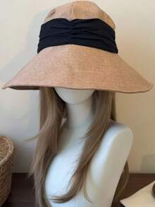 1顶大檐可折叠渔夫帽，女士春夏户外防晒帽，可折叠宽檐遮阳帽，厚实亲肤材质 - A - 查看 2