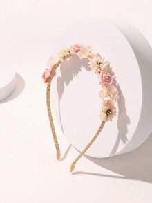 1pc Flower Print Bohemian Iron Hair Hoop All Seasons Universal Women's Handmade Fabric Flower Headwear For Outdoor Activities, Vacation, Travel, Outfit Accessories, And Gifting,Festival,Party - Multicolor - View 5