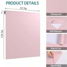 1 Roll Pink Waterproof And Oil-Proof Removable Wallpaper, Suitable For Bedroom, Nursery, Decorative Contact Paper, Applicable To Cabinet, Drawer, Shelf, Vinyl Peel And Stick Solid Color Wallpaper - Pink - View 9