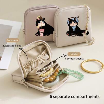 1 chiếc túi đựng trang sức bằng da, túi đựng trang sức di động, hộp đựng cao cấp phân loại phụ kiện, vật dụng nhỏ, dây cáp.