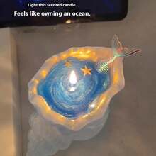 2026 Nouveau - Bougeoir en sculpture de coquillage transparent fait main, objet de collection décoratif thème océanique avec coquillage et sable, décoration d'intérieur élégante, cadeau parfait pour anniversaire, Pâques, Saint-Valentin - Multicolore - Voir 5