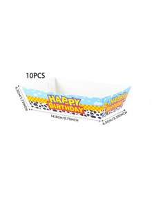 10/24/34pcs Cow Pattern Happy Birthday Food Boxes, French Fries Boxes, Popcorn Boxes, Popcorn Boxes, Birthday Party Decorations And Family Movie Night Snack Boxes, Suitable For Lunch Boxes, Bakery Bread, Burger Restaurants - Multicolor - View 7