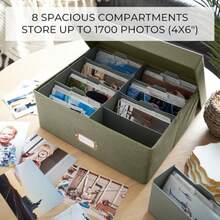 ZICOTO decorative Photo Storage Box organizador de fotos con divisor de lino - Salvia - Ver 6