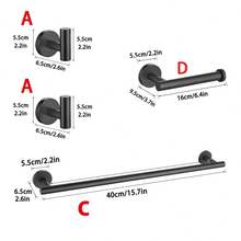 Stainless Steel Towel Rack, Multi-Functional Bathroom Storage Set, Bathroom Towel Rack, Paper Towel Holder, Bath Towel Ring, Hooks. Requires Drilling For Installation. Drilled Installation Is And Secure. Bathroom Storage - Black - View 17