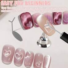 6pcs Cat Eye Manicure Tool, Black Hole Cat Eye Style Heart Cat Eye Special Auxiliary Iron Sheet, Manicurist Special Tool Manicure Set - Silver - View 5
