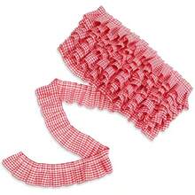 1.67" X5yd Gingham Ruffle Pleated Lace Trim Red Gingham Ribbon Embroidered Applique Sewing Fabric Edge Trimming For Home Decor DIY Sewing Clothes Embellishment - Red - 查看 8