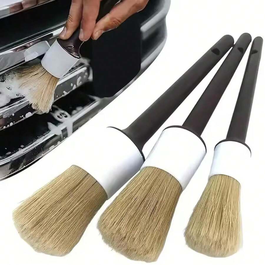Car Crevice Cleaning Brush Set, Soft Bristles Won't Damage Paint, Specialized For Cleaning Rims, Grilles, And Interior Tight Spaces - Three Brushes - View 1