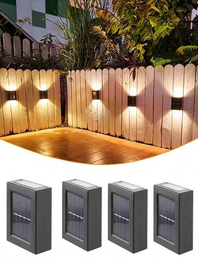 1/2pcs Solar Wall Lights, 2 LED Lights Up & Down, Motion Sensor Lights, Suitable For Yard Garage Porch Garden Decor - Warm Light